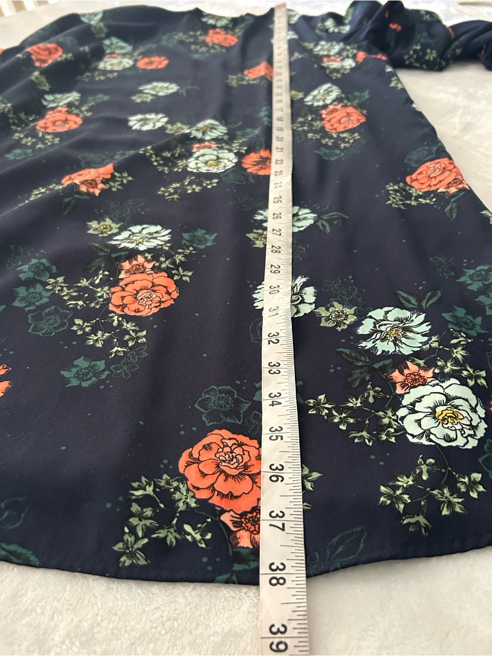 Merona Navy Floral Long Sleeve Back Keyhole Shift Dress Women’s Large - Picture 6 of 6
